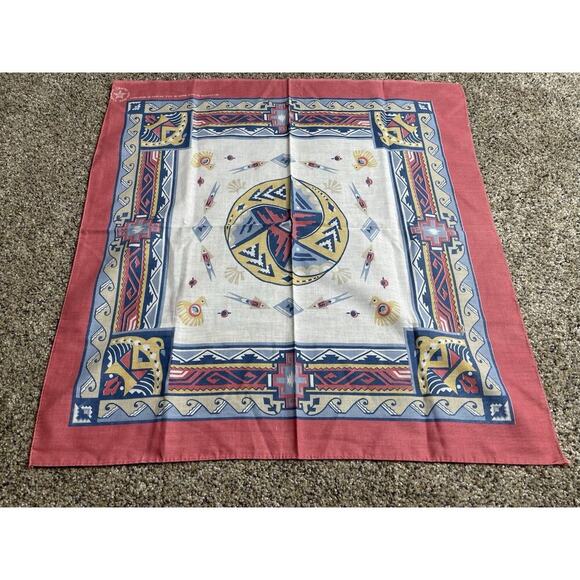 Vintage Wamcraft Union Made in USA Western Native Bandana Handkerchief Set Of 3 - Picture 6 of 8